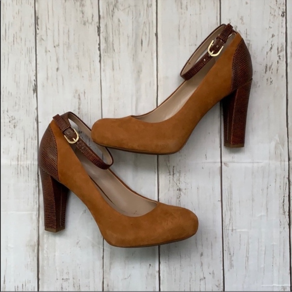 Franco Sarto Denise Suede Pumps Block Heel Hidden Platform